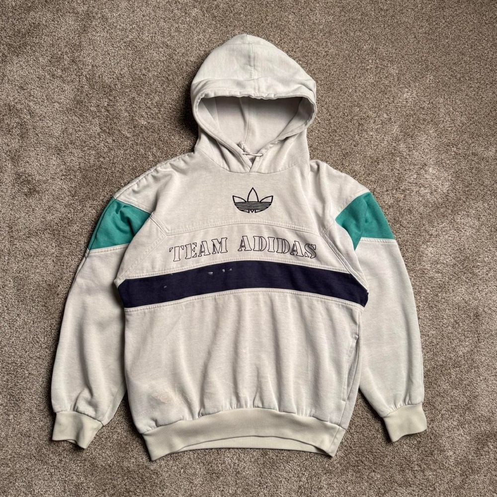 VINTAGE ADIDAS "TEAM ADIDAS" COLOUR BLOCK HOODIE